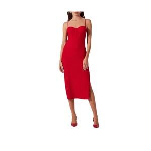 ASTR the label corset mesh bodice midi dress red small